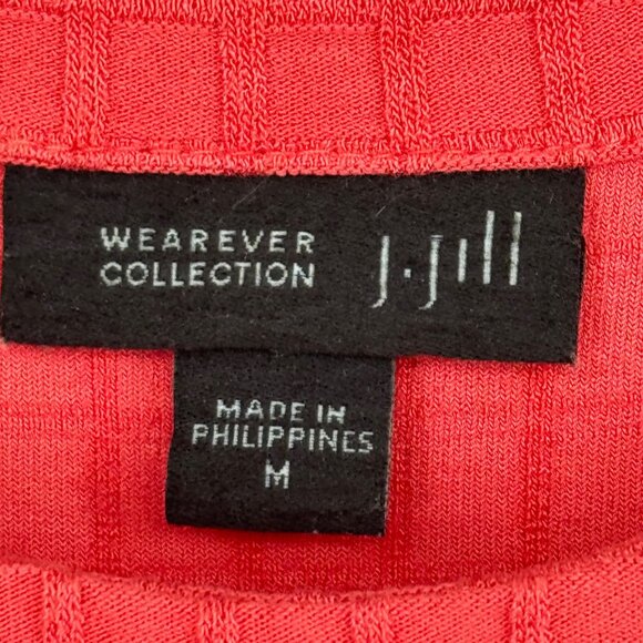 J. Jill Wearever  coral Short Sleeve Textured Knit Top Womens size Medium - Picture 2 of 13